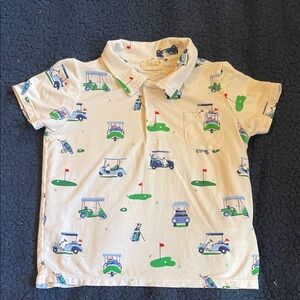 Tullabee Kids Polo with Golf Cart Print - Cream
